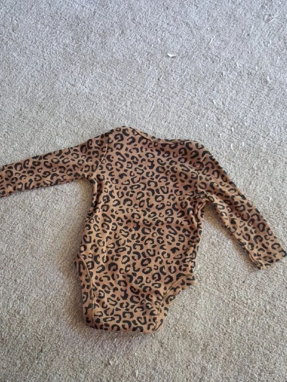 Old Navy Tan and Black Leopard-Print Long Sleeve Baby One-Piece